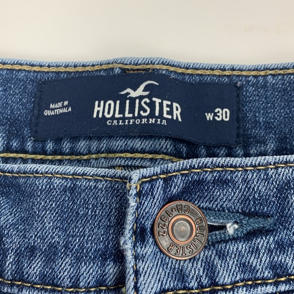Hollister Skinny Denim Jean Shorts Epic Flex Size 30 Distressed Raw Hem Stretch - Picture 4 of 13